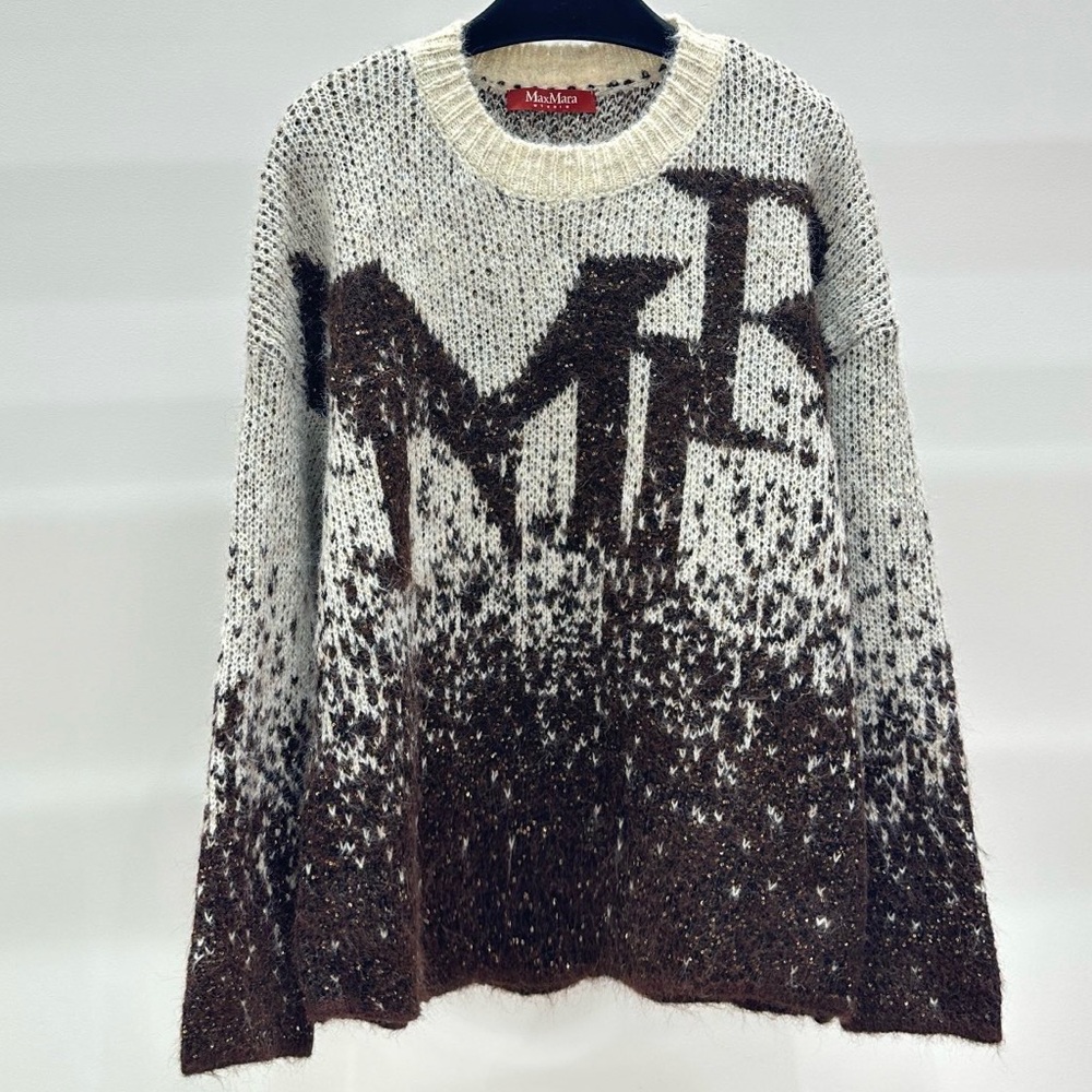 MaxMara Brown and Cream Crewneck Sweater